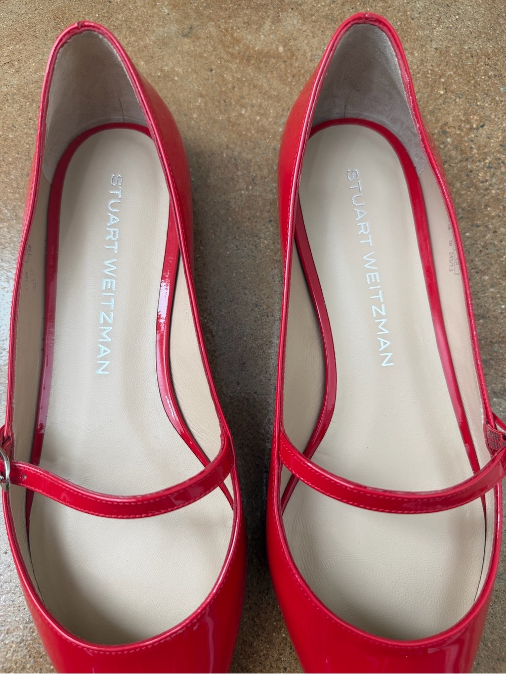 Stuart Weitzman Red Patent Pointed Mary Jane Flats - Picture 5 of 9